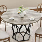 Tavolo da pranzo rotondo per 4-6 persone, tavolo da cucina rustico da 120 cm, tavolo da cena moderno rotondo con base robusta, tavolo in legno industriale per cucina