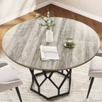 Tavolo da pranzo rotondo per 4-6 persone, tavolo da cucina rustico da 120 cm, tavolo da cena moderno rotondo con base robusta, tavolo in legno industriale per cucina
