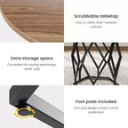 Tavolo da pranzo rotondo per 4-6 persone, tavolo da cucina rustico da 120 cm, tavolo da cena moderno rotondo con base robusta, tavolo in legno industriale per cucina