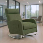 MAYEERTY Chenille Rocking Chair, Metal Legs Side Storage Pocket, Living Room