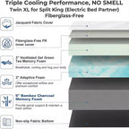 Materasso in memory foam Dyonery da 12-14 pollici di dimensione Twin XL, premium, rigido, rinfrescante in gel e tè verde, con rivestimento sfoderabile senza fibra di vetro, traspirante e di supporto