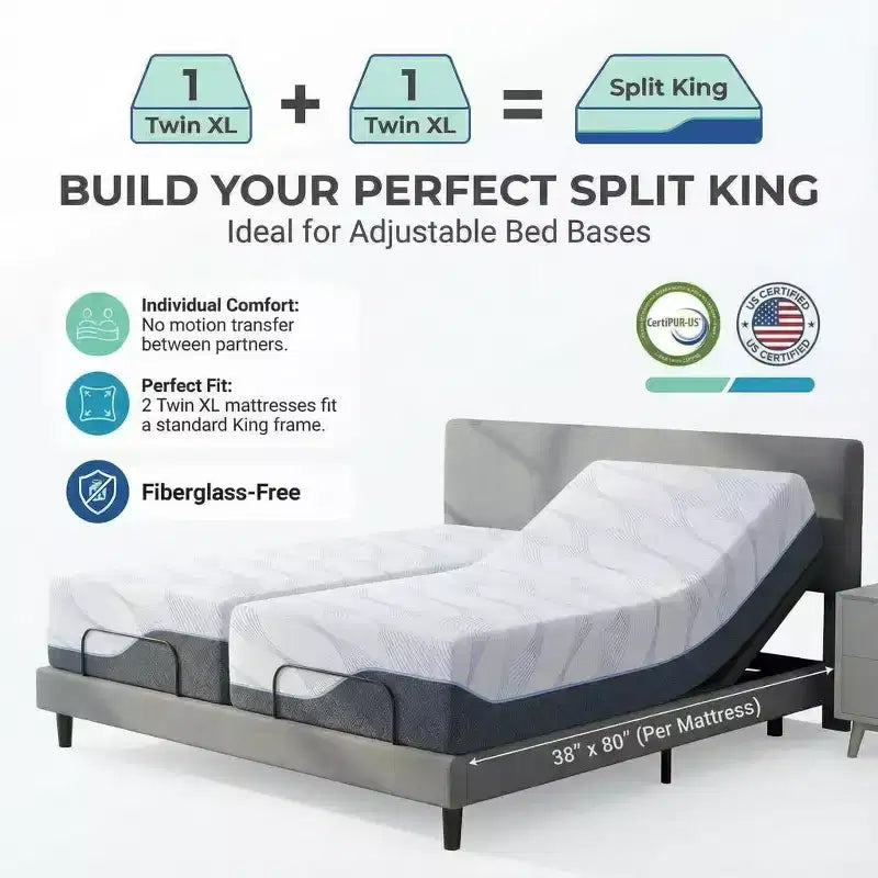 Materasso in memory foam Dyonery da 12-14 pollici di dimensione Twin XL, premium, rigido, rinfrescante in gel e tè verde, con rivestimento sfoderabile senza fibra di vetro, traspirante e di supporto