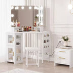 Specchio da Trucco da Angolo GustoWave, Specchio a 3 Ante con 3 Modalità di Illuminazione, Specchio per Trucco per Camera da Letto e Studio, Specchio da Trucco Illuminato a Tre Ante