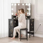 Specchio da Trucco da Angolo GustoWave, Specchio a 3 Ante con 3 Modalità di Illuminazione, Specchio per Trucco per Camera da Letto e Studio, Specchio da Trucco Illuminato a Tre Ante
