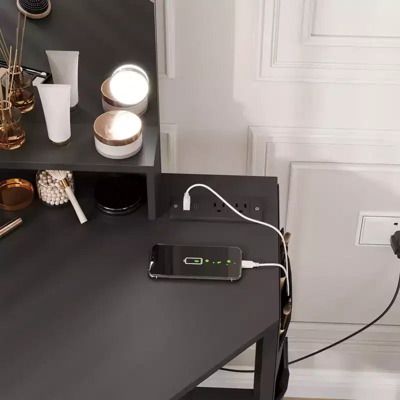 Specchio da Trucco da Angolo GustoWave, Specchio a 3 Ante con 3 Modalità di Illuminazione, Specchio per Trucco per Camera da Letto e Studio, Specchio da Trucco Illuminato a Tre Ante
