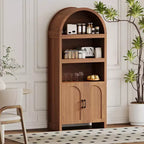 Dispensa da cucina ad arco da 71", Mobiletto in legno a 5 ripiani, Libreria autoportante con ripiani regolabili, Mobiletto da bagno