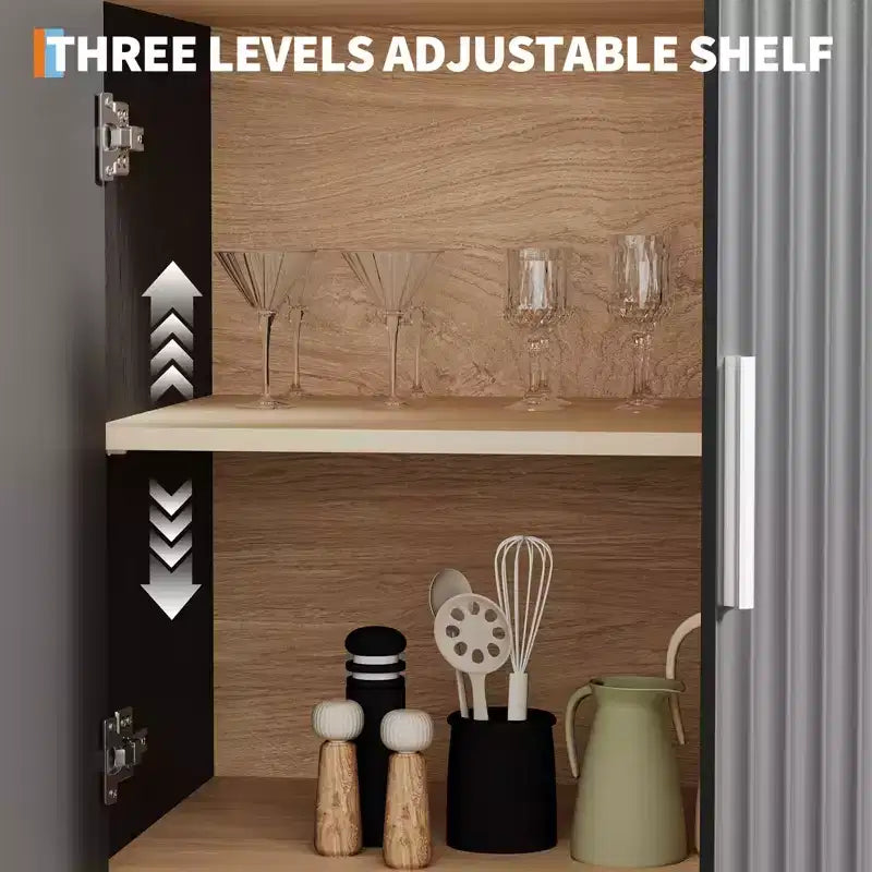 Dispensa da cucina ad arco da 71", Mobiletto in legno a 5 ripiani, Libreria autoportante con ripiani regolabili, Mobiletto da bagno