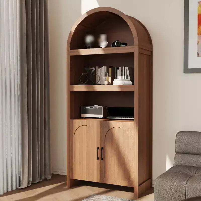 Dispensa da cucina ad arco da 71", Mobiletto in legno a 5 ripiani, Libreria autoportante con ripiani regolabili, Mobiletto da bagno