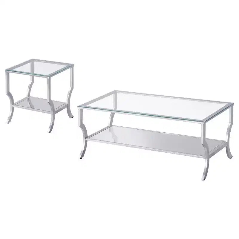 Coaster,Saide 2-piece Glass Top Coffee and End Table Set