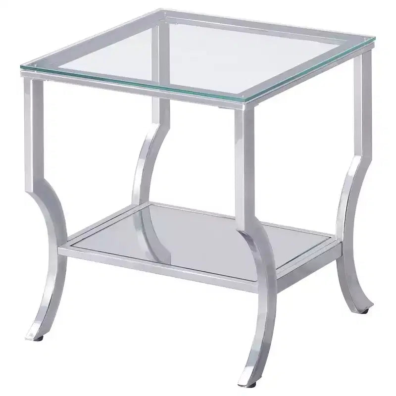 Coaster, Set Tavolino da Caffè e Tavolino Laterale con Piano in Vetro a 2 Pezzi Saide