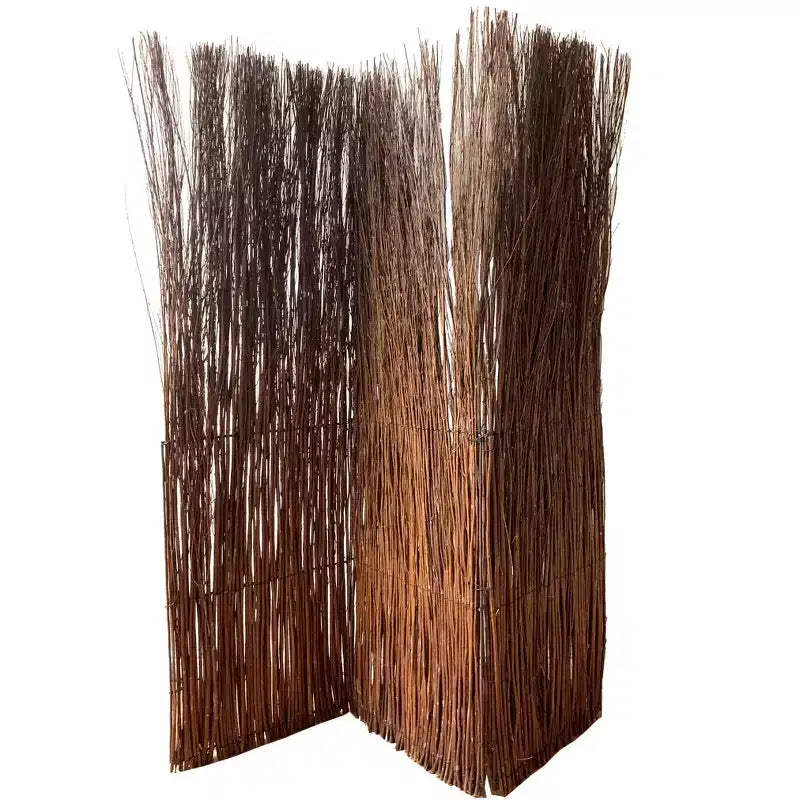 HomeRoots 84 Parete divisoria a tre pannelli pieghevole in rattan marrone