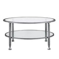 HomeRoots 36 Silver Glass And Metal Round Coffee Table