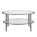 HomeRoots 36 Silver Glass And Metal Round Coffee Table