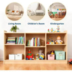 Scaffale Montessori, Organizzatore di Giocattoli e Libri a 6 Scomparti con Divisori Regolabili, Libreria per Bambini con Finitura Naturale per Sale Giochi, Aule