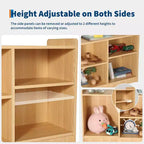 Scaffale Montessori, Organizzatore di Giocattoli e Libri a 6 Scomparti con Divisori Regolabili, Libreria per Bambini con Finitura Naturale per Sale Giochi, Aule