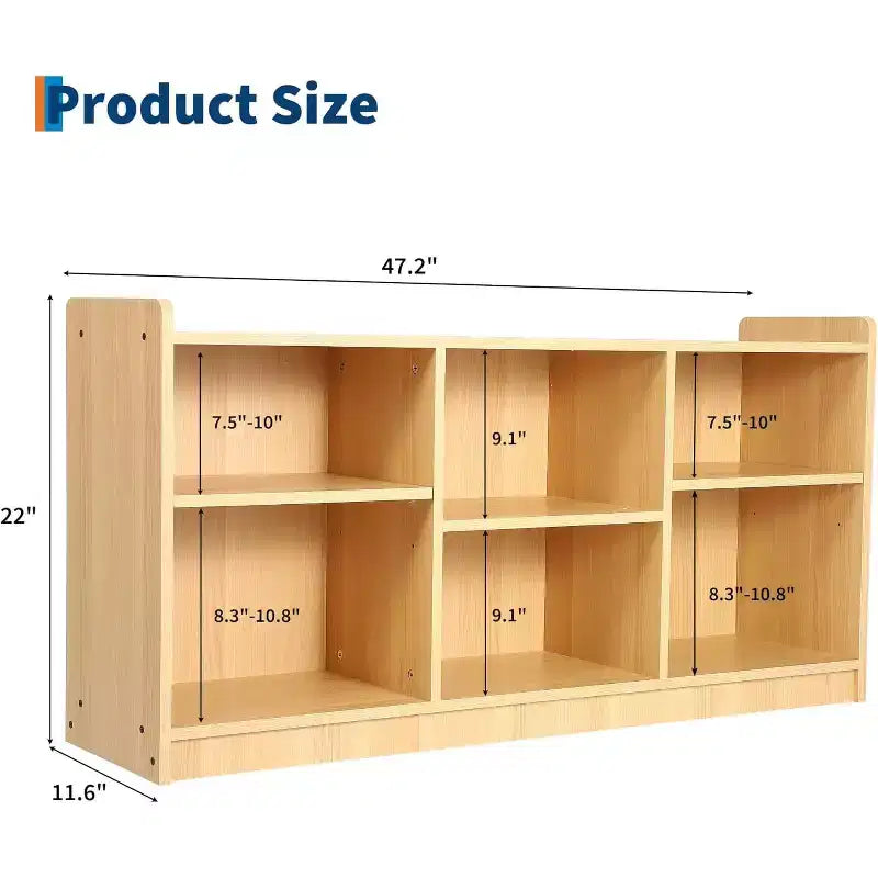 Scaffale Montessori, Organizzatore di Giocattoli e Libri a 6 Scomparti con Divisori Regolabili, Libreria per Bambini con Finitura Naturale per Sale Giochi, Aule