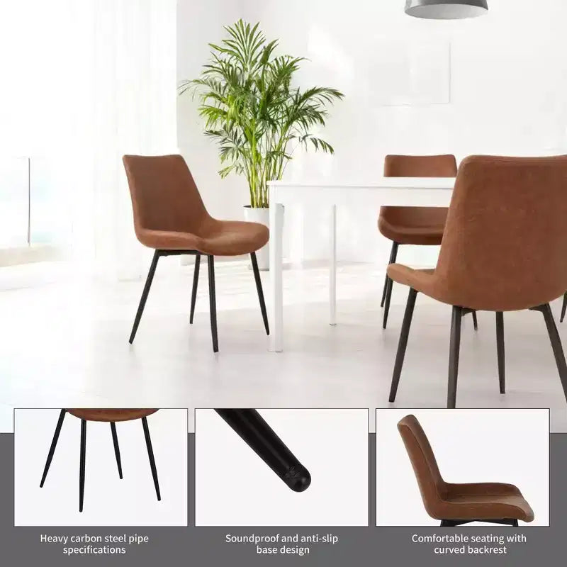 GDFStudio Riven Sedie da Pranzo Moderne Imbottite in Similpelle con Struttura in Metallo (Set da 4)