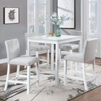 MAYEERTY Set of 4 Counter Height Barstools, Padded Seat, Dining Room Kitchen, White & Gray