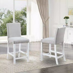 MAYEERTY Set di 4 Sgabelli da Bar Altezza Bancone, Seduta Imbottita, Sala da Pranzo Cucina, Bianco e Grigio