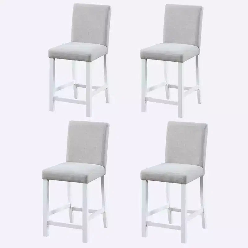 MAYEERTY Set di 4 Sgabelli da Bar Altezza Bancone, Seduta Imbottita, Sala da Pranzo Cucina, Bianco e Grigio