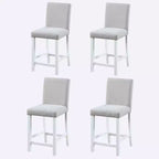 MAYEERTY Set di 4 Sgabelli da Bar Altezza Bancone, Seduta Imbottita, Sala da Pranzo Cucina, Bianco e Grigio