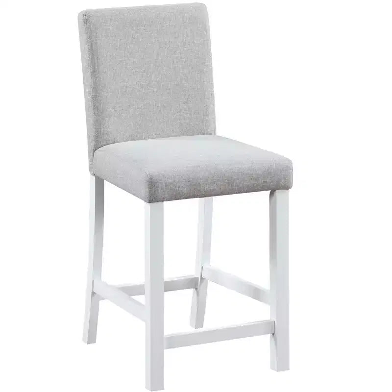 MAYEERTY Set di 4 Sgabelli da Bar Altezza Bancone, Seduta Imbottita, Sala da Pranzo Cucina, Bianco e Grigio