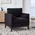 Poltrona TUYOHW, poltrona imbottita in bouclé con 2 cuscini a rullo, gambe in legno naturale, sedile con molle insacchettate, sedia lounge per soggiorno, ufficio