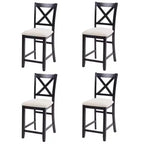 MAYEERTY Set di 4 Sedie da Pranzo in Legno, Seduta Imbottita, per Sala da Pranzo, Soggiorno, Cucina, Bicolore Nero e Beige