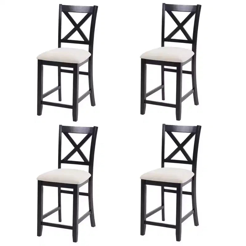 MAYEERTY Set di 4 Sedie da Pranzo in Legno, Seduta Imbottita, per Sala da Pranzo, Soggiorno, Cucina, Bicolore Nero e Beige