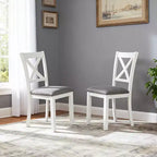 MAYEERTY Set di 4 Sedie da Pranzo in Legno, Seduta Imbottita, per Sala da Pranzo, Soggiorno, Cucina, Bicolore Nero e Beige