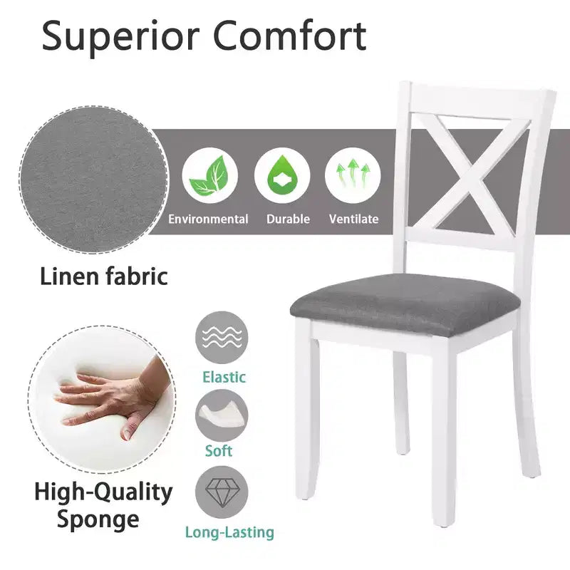 MAYEERTY Set di 4 Sedie da Pranzo in Legno, Seduta Imbottita, per Sala da Pranzo, Soggiorno, Cucina, Bicolore Nero e Beige
