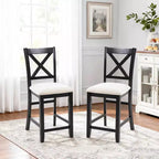 MAYEERTY Set di 4 Sedie da Pranzo in Legno, Seduta Imbottita, per Sala da Pranzo, Soggiorno, Cucina, Bicolore Nero e Beige