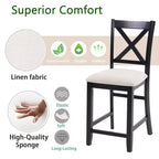 MAYEERTY Set di 4 Sedie da Pranzo in Legno, Seduta Imbottita, per Sala da Pranzo, Soggiorno, Cucina, Bicolore Nero e Beige