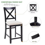 MAYEERTY Set di 4 Sedie da Pranzo in Legno, Seduta Imbottita, per Sala da Pranzo, Soggiorno, Cucina, Bicolore Nero e Beige