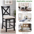 MAYEERTY Set di 4 Sedie da Pranzo in Legno, Seduta Imbottita, per Sala da Pranzo, Soggiorno, Cucina, Bicolore Nero e Beige