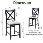 MAYEERTY Set di 4 Sedie da Pranzo in Legno, Seduta Imbottita, per Sala da Pranzo, Soggiorno, Cucina, Bicolore Nero e Beige