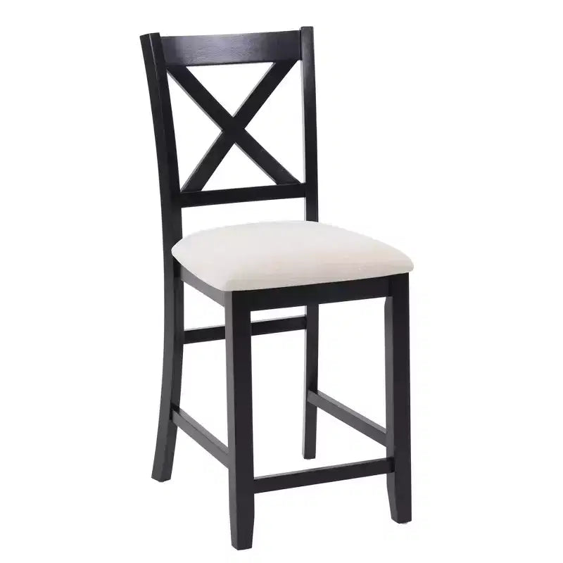 MAYEERTY Set di 4 Sedie da Pranzo in Legno, Seduta Imbottita, per Sala da Pranzo, Soggiorno, Cucina, Bicolore Nero e Beige