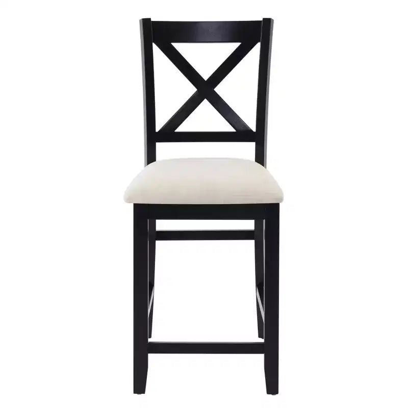 MAYEERTY Set di 4 Sedie da Pranzo in Legno, Seduta Imbottita, per Sala da Pranzo, Soggiorno, Cucina, Bicolore Nero e Beige