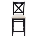 MAYEERTY Set di 4 Sedie da Pranzo in Legno, Seduta Imbottita, per Sala da Pranzo, Soggiorno, Cucina, Bicolore Nero e Beige