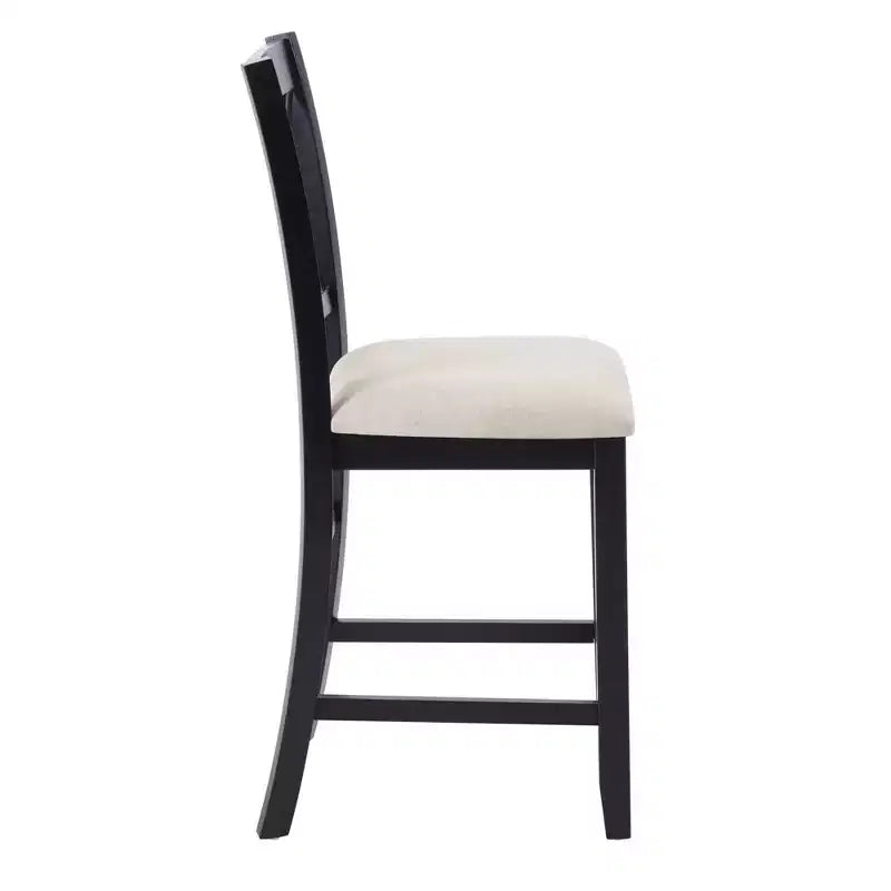 MAYEERTY Set di 4 Sedie da Pranzo in Legno, Seduta Imbottita, per Sala da Pranzo, Soggiorno, Cucina, Bicolore Nero e Beige