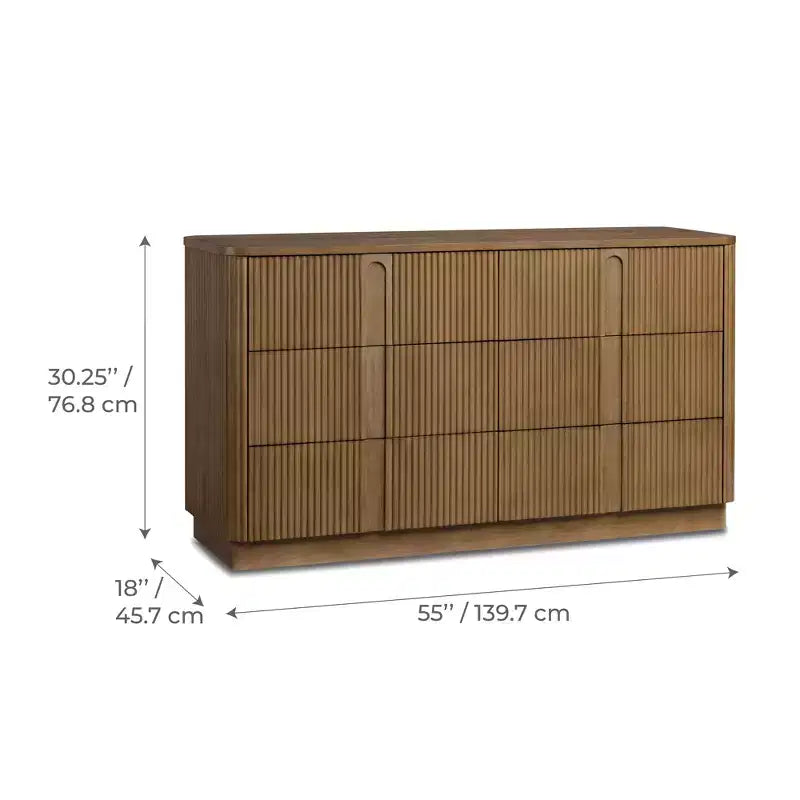 Cassettiera moderna bohémien Teamson Home Potomac in legno massello a 6 cassetti con spazio profondo, design push-to-open e bordi arrotondati