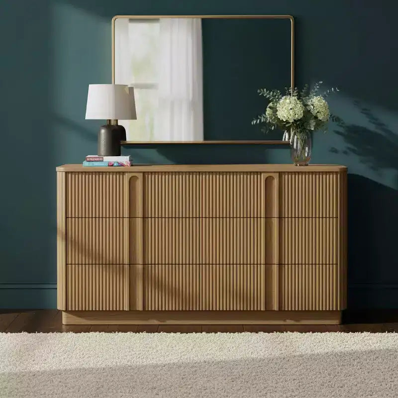 Cassettiera moderna bohémien Teamson Home Potomac in legno massello a 6 cassetti con spazio profondo, design push-to-open e bordi arrotondati
