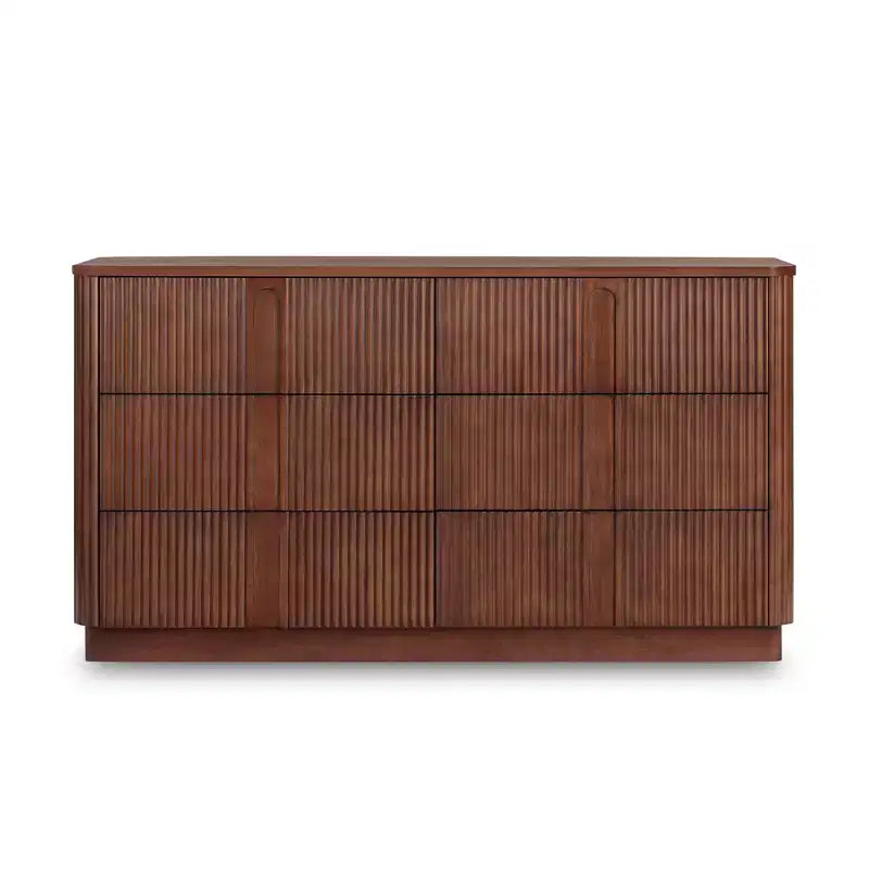 Cassettiera moderna bohémien Teamson Home Potomac in legno massello a 6 cassetti con spazio profondo, design push-to-open e bordi arrotondati