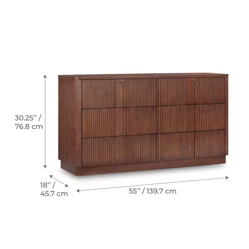 Cassettiera moderna bohémien Teamson Home Potomac in legno massello a 6 cassetti con spazio profondo, design push-to-open e bordi arrotondati