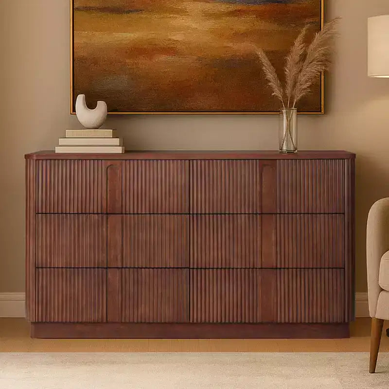 Cassettiera moderna bohémien Teamson Home Potomac in legno massello a 6 cassetti con spazio profondo, design push-to-open e bordi arrotondati