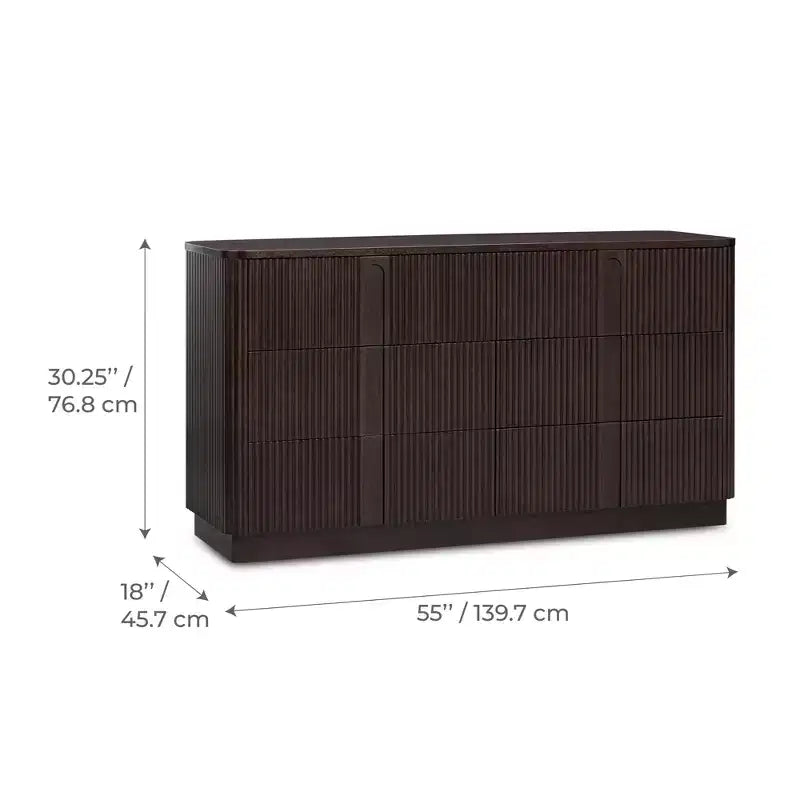 Cassettiera moderna bohémien Teamson Home Potomac in legno massello a 6 cassetti con spazio profondo, design push-to-open e bordi arrotondati