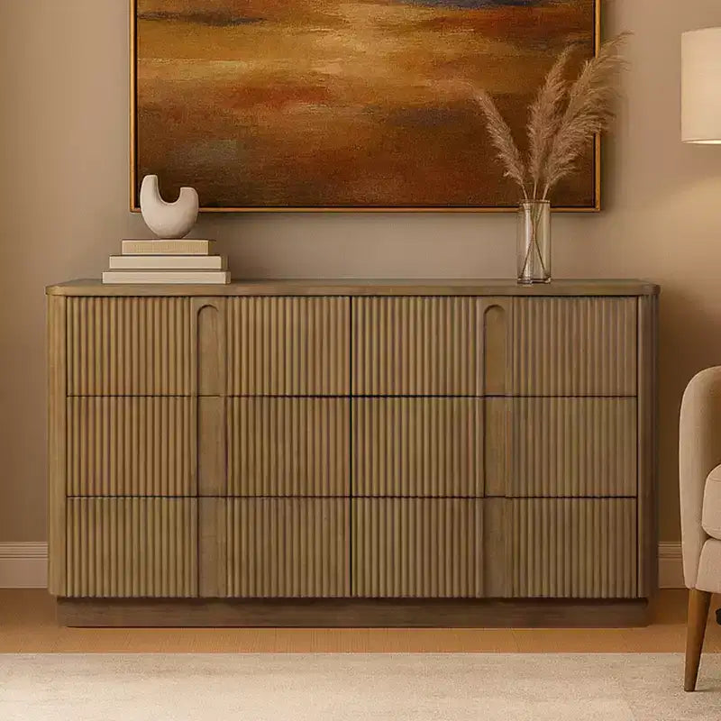 Cassettiera moderna bohémien Teamson Home Potomac in legno massello a 6 cassetti con spazio profondo, design push-to-open e bordi arrotondati