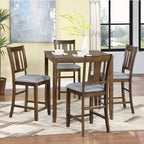 MAYEERTY Set da Pranzo 5 Pezzi, Tavolo Alto Quadrato in Legno con 4 Sedie Imbottite, per Cucina di Piccole Dimensioni, Noce