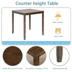 MAYEERTY Set da Pranzo 5 Pezzi, Tavolo Alto Quadrato in Legno con 4 Sedie Imbottite, per Cucina di Piccole Dimensioni, Noce