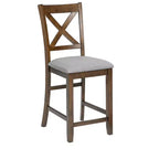 MAYEERTY Set da Pranzo 5 Pezzi, Tavolo Alto Quadrato in Legno con 4 Sedie Imbottite, per Cucina di Piccole Dimensioni, Noce